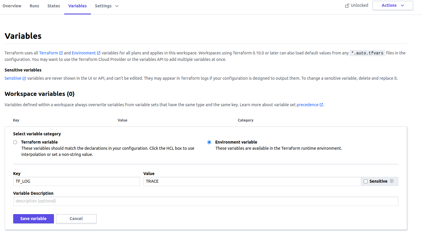 Workspace Variables